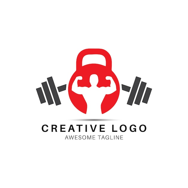 Icono del diseño del logotipo del gimnasio con cerradura