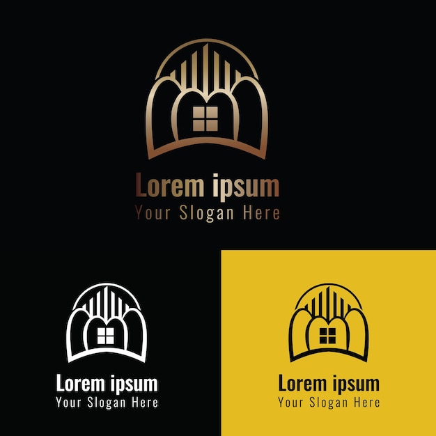 Icono y diseño de logotipo de gradiente mínimo corporativo de identidad inmobiliaria
