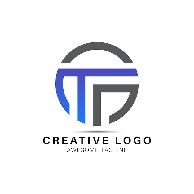 Icono de diseño del logotipo del GTR de forma redonda de letras