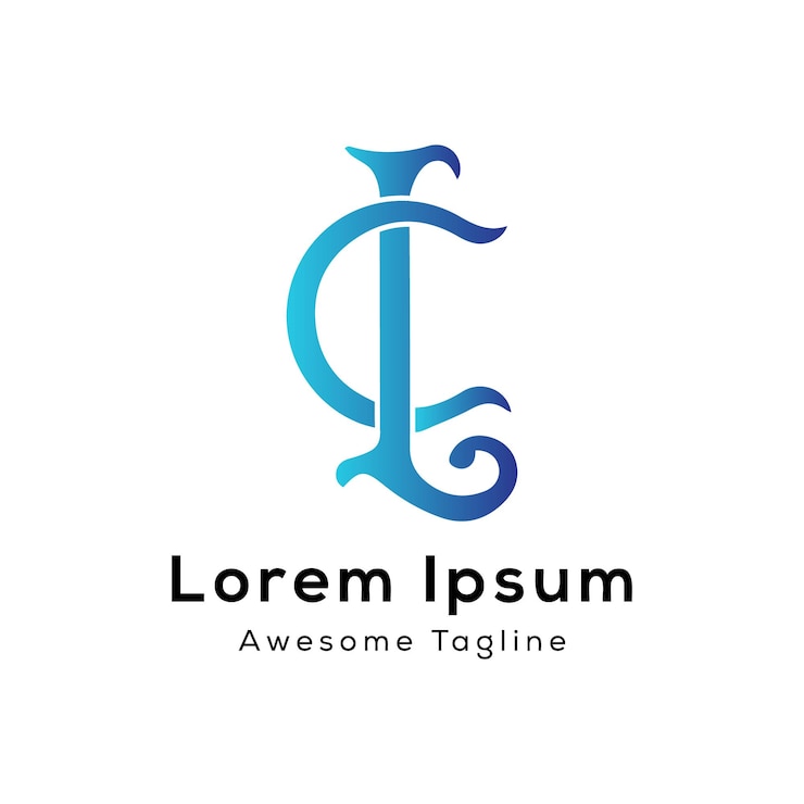 Vector icono del diseño del logotipo inicial de la letra lc o cl
