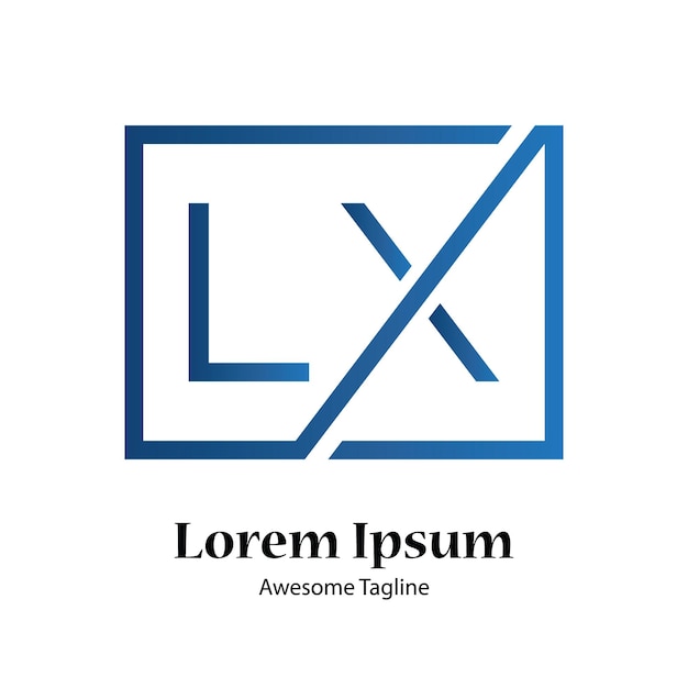 Icono del diseño del logotipo inicial de las letras L y X