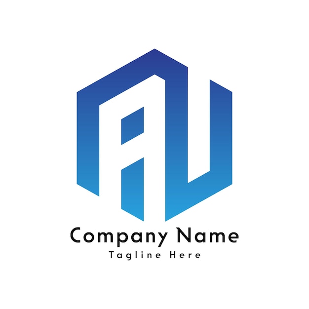 Icono de diseño del logotipo de la letra AU o AL