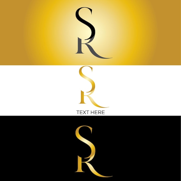 Icono de diseño de logotipo de letra inicial sr, creativo, negro, símbolo