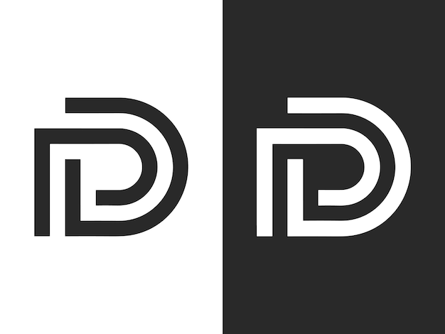 Icono del diseño del logotipo de la letra PD