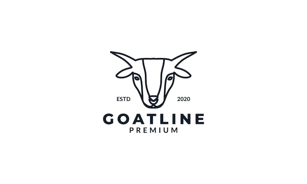 Icono de diseño de logotipo minimalista de cabeza de cabra animal