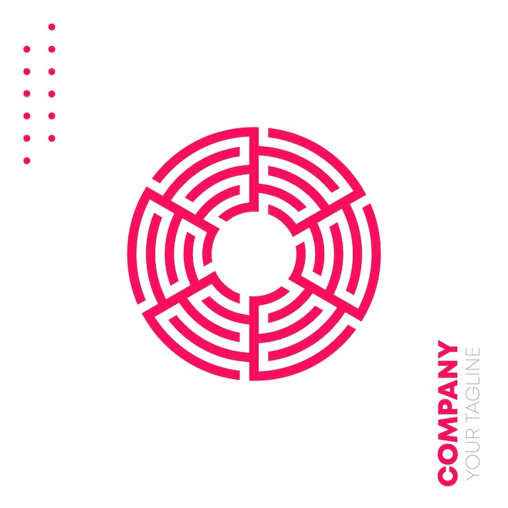 Vector icono de diseño de logotipo moderno laberinto circular