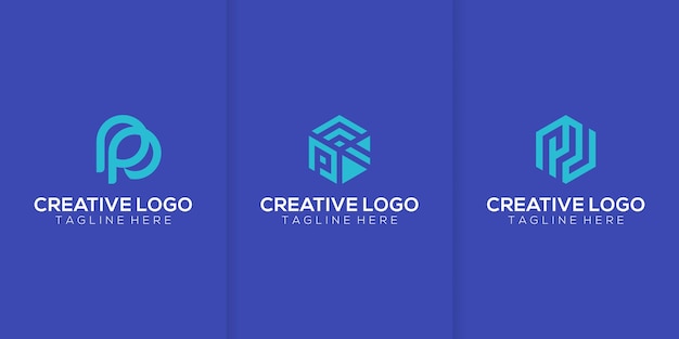 Icono de diseño de logotipo PR de carta creativa y minimalista