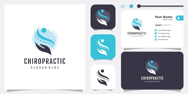 Icono de diseño de logotipo quiropráctico para atención médica vector premium