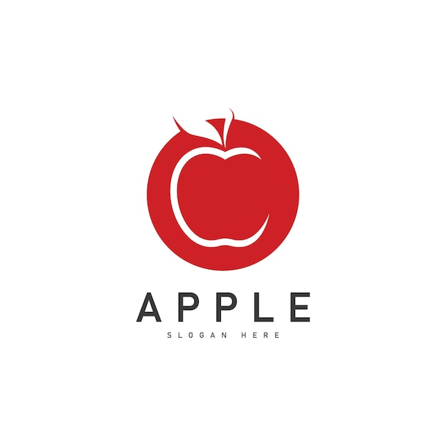 icono de diseño de logotipo saludable de frutas vector de logotipo de manzana roja