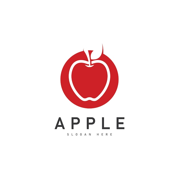icono de diseño de logotipo saludable de frutas vector de logotipo de manzana roja