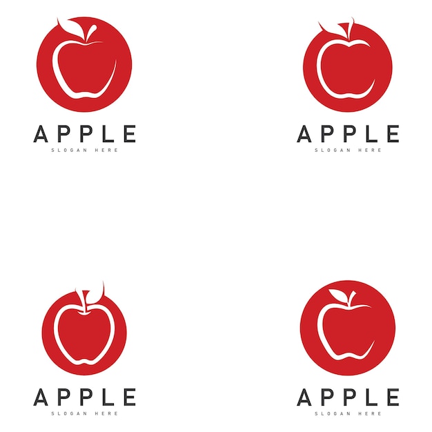 icono de diseño de logotipo saludable de frutas vector de logotipo de manzana roja