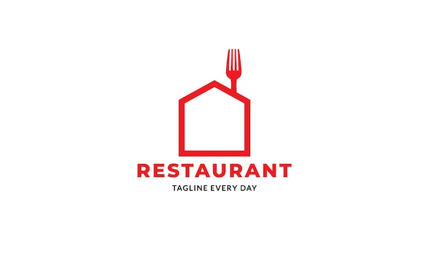 Icono de diseño de logotipo de tenedor de comida de restaurante de línea minimalista simple
