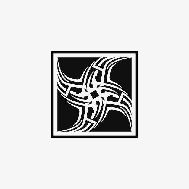 Vector icono de diseño de logotipo vectorial tribal negro y signo tribal