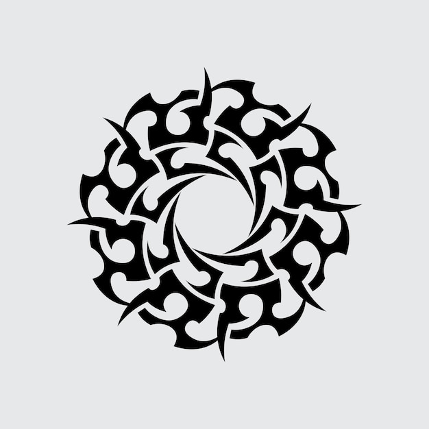 Icono de diseño de logotipo vectorial tribal negro y signo tribal