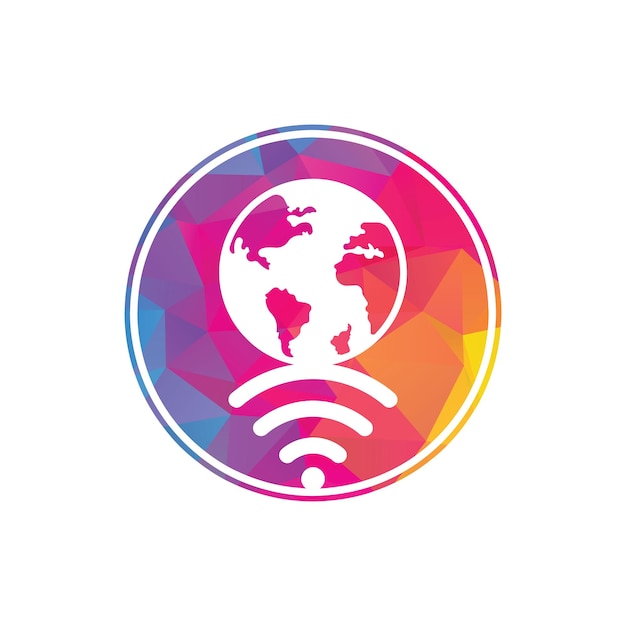 Vector icono de diseño de logotipo wifi de globo plantilla de logotipo de vector de señal mundial