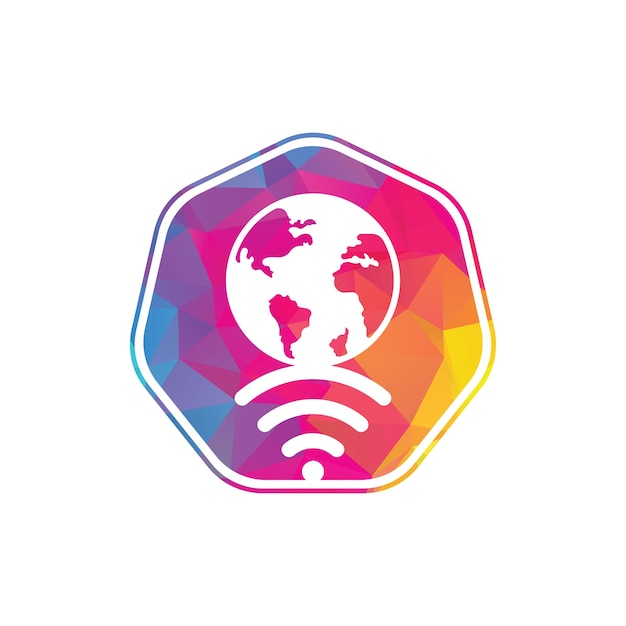 Icono de diseño de logotipo wifi de globo Plantilla de logotipo de vector de señal mundial