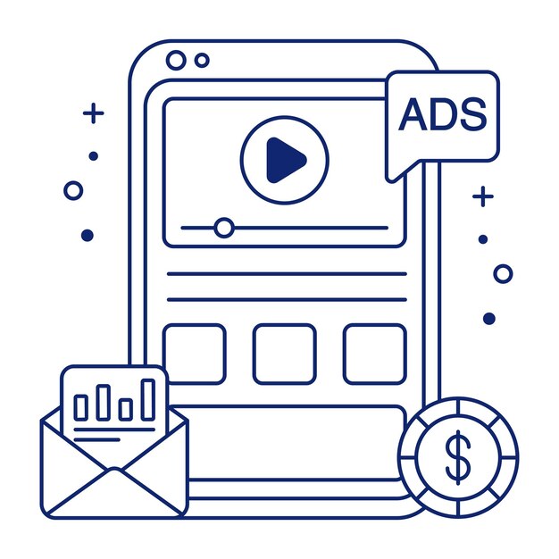 Icono de diseño de módem de anuncio de video móvil