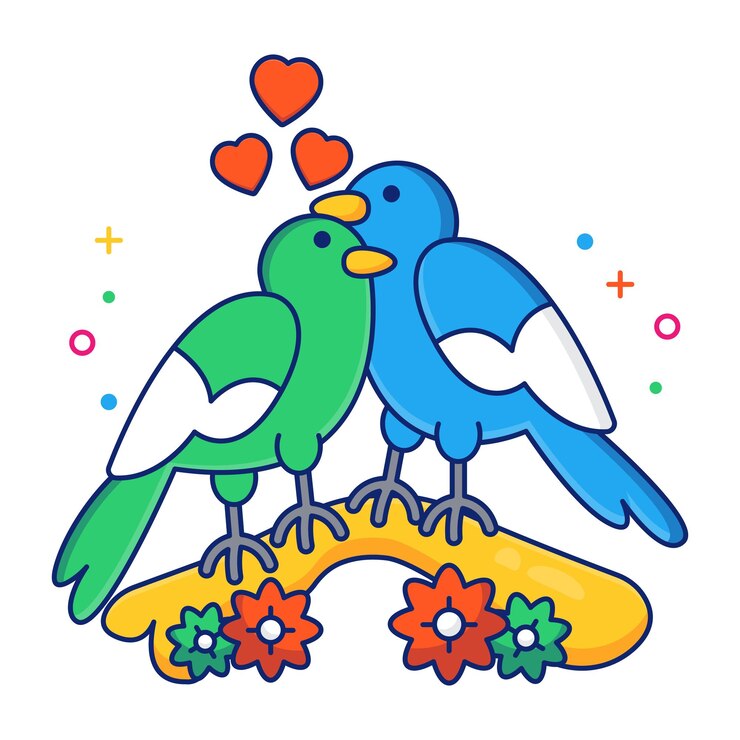 Vector el icono de diseño modem de los pájaros del amor