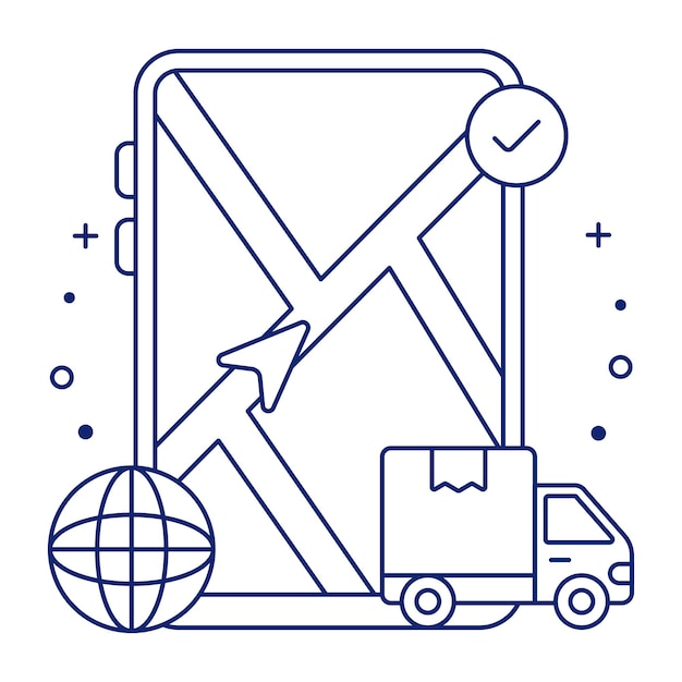 Icono de diseño perfecto de seguimiento de carga móvil