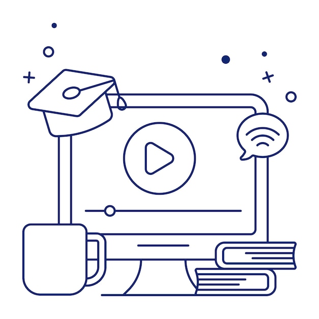 Un ícono de diseño perfecto de tutorial de video en línea