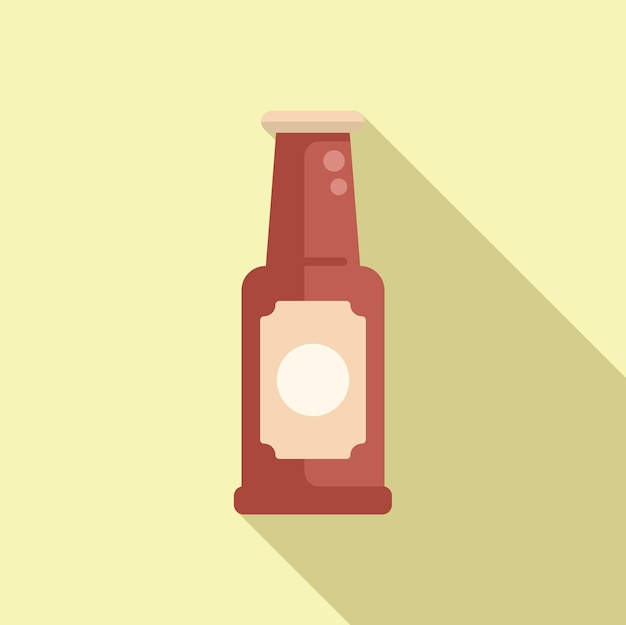 Icono de diseño plano de una botella de cerveza marrón