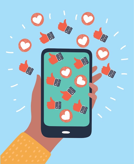 Icono de diseño plano de corazón de instagram de smartphone