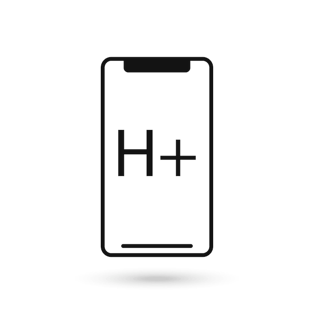 Icono de diseño plano de teléfono móvil con símbolo de tecnología de comunicación H