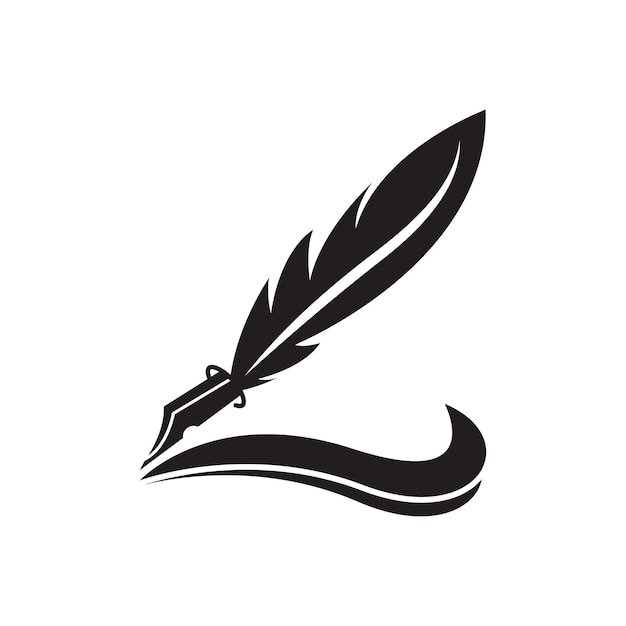 Icono de diseño de pluma de ave y ilustración de logotipo