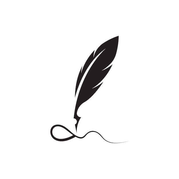 Icono de diseño de pluma de ave y ilustración de logotipo