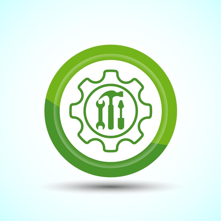 Vector icono de diseño de servicio ilustración herramientas de mantenimiento icono para aplicaciones y sitios web diseño de botón de color verde