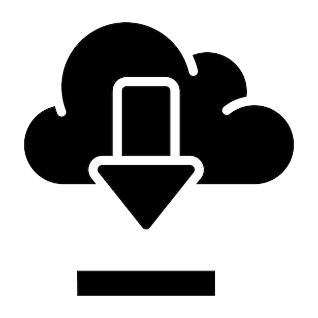 Icono de diseño sólido conceptual de descarga en la nube