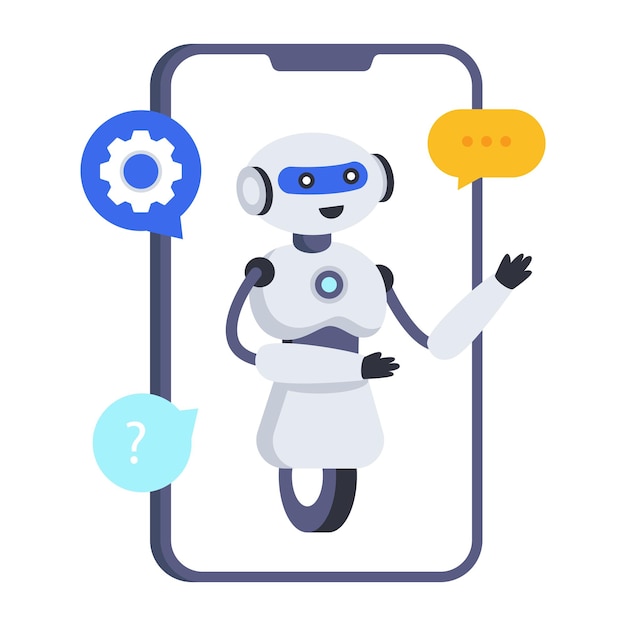 Icono de diseño único de chat robótico móvil