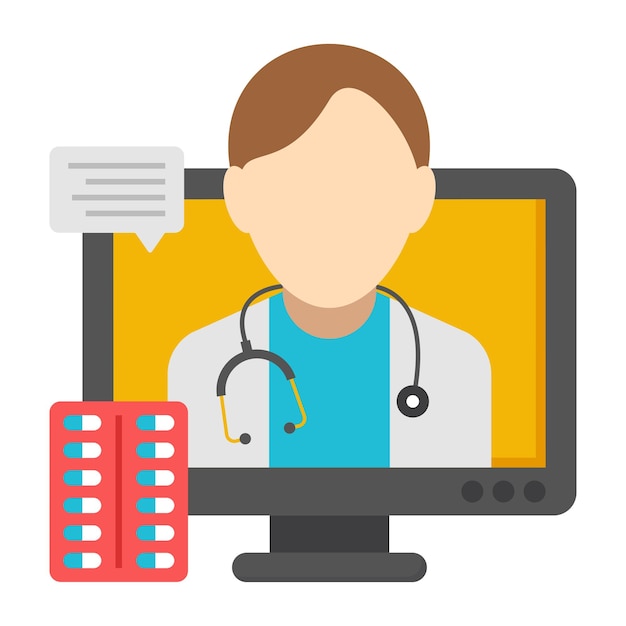Un icono de diseño único de médico en línea