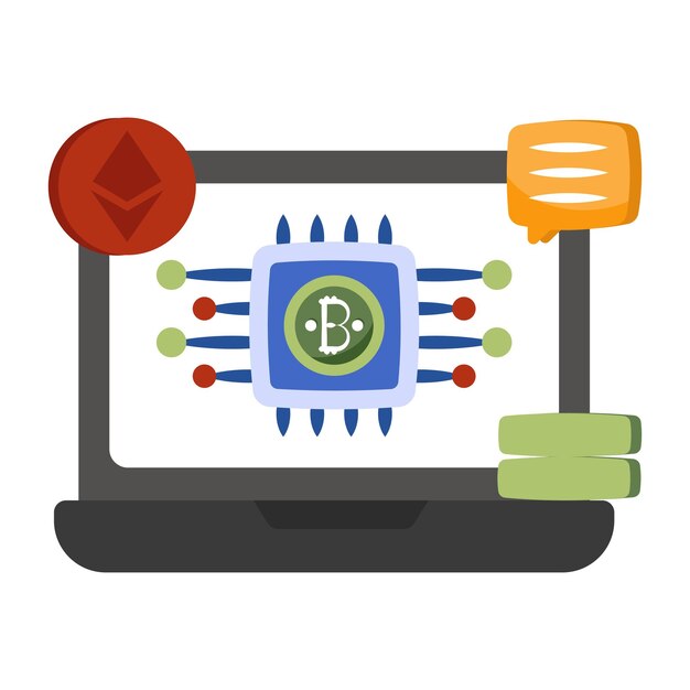 Un icono de diseño único del procesador de bitcoin