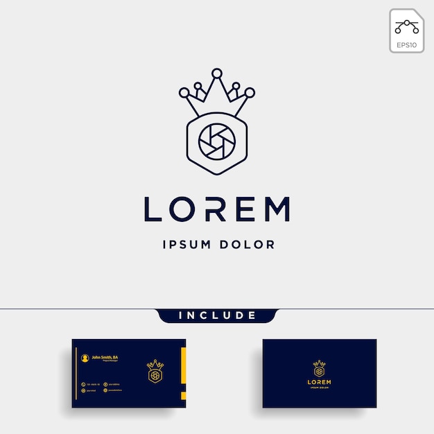 Icono de diseño de vector de plantilla de logotipo de cámara de rey
