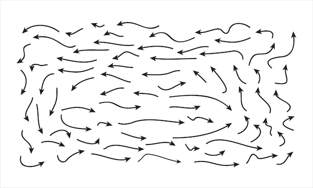 Icono de diseño vectorial de colección de flecha negra establecido sobre fondo blanco