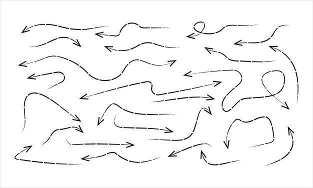 Icono de diseño vectorial de colección de flecha negra establecido sobre fondo blanco