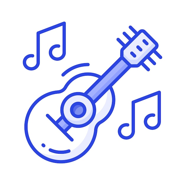 Un icono de diseño vectorial de un instrumento musical de cuerda de guitarra de estilo moderno