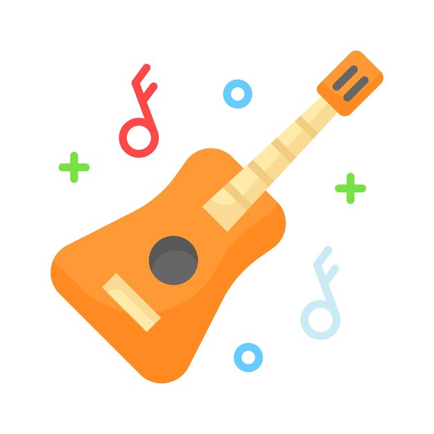 Un icono de diseño vectorial de un instrumento musical de cuerda de guitarra de estilo moderno