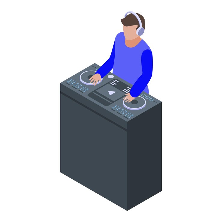 Vector icono de disk jockey isométrico del icono de vector de disk jockey para diseño web aislado sobre fondo blanco