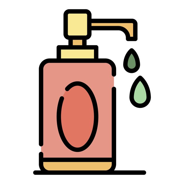 Icono del dispensador de jabón Contorno dispensador de jabón vector icono color plano aislado