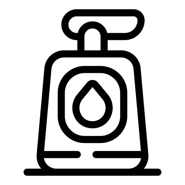 Icono de dispensador de jabón líquido que muestra una gota de jabón para el lavado de manos e higiene