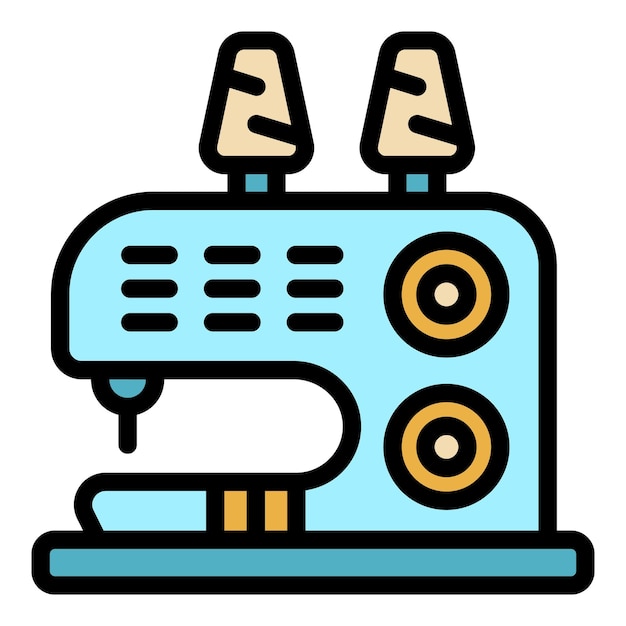 Icono del dispositivo de costura Contorno dispositivo de costura vector icono color plano aislado