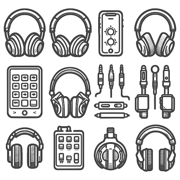 Ícono de dispositivo Electrónico y dispositivos Iconos de línea establecidos Ilustración vectorial