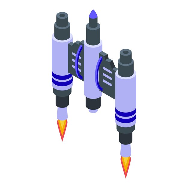 Icono del dispositivo Jetpack vector isométrico Chorro de fuego Aire espacial