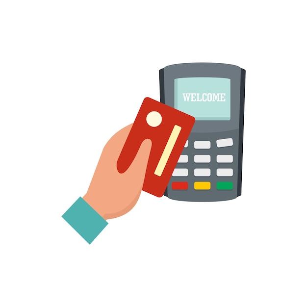Vector icono de dispositivo de pago de tarjeta de crédito ilustración plana del icono vectorial de dispositivo de pagamento de carta de crédito para diseño web
