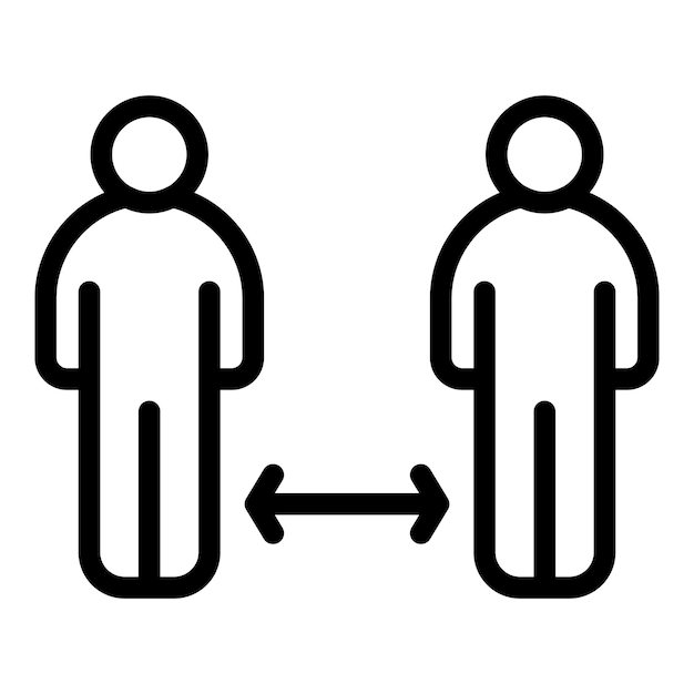 Icono de distancia de protección Icono de vector de distancia de protección de esquema para diseño web aislado sobre fondo blanco