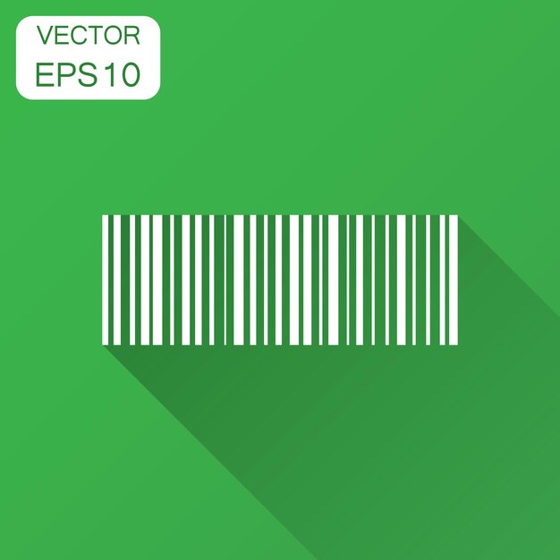 Vector icono de distribución de productos con código de barras ilustración vectorial con sombra larga pictograma de código de barras de concepto de negocio