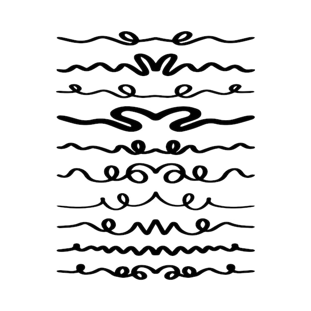 Icono del divisor dibujado a mano Ilustración vectorial elemento de diseño de swish swash swoosh subrayado remolino