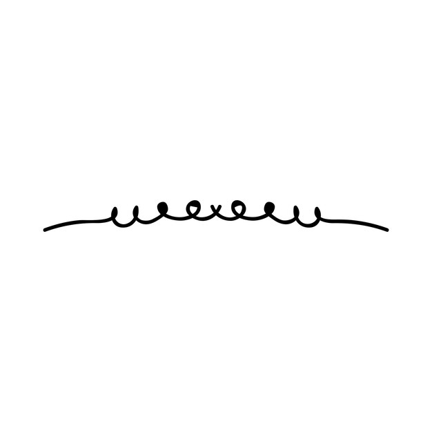 Icono del divisor rizado dibujado a mano Ilustración vectorial elemento de diseño de swish swash swoosh subrayado remolino arrulla línea de trazo
